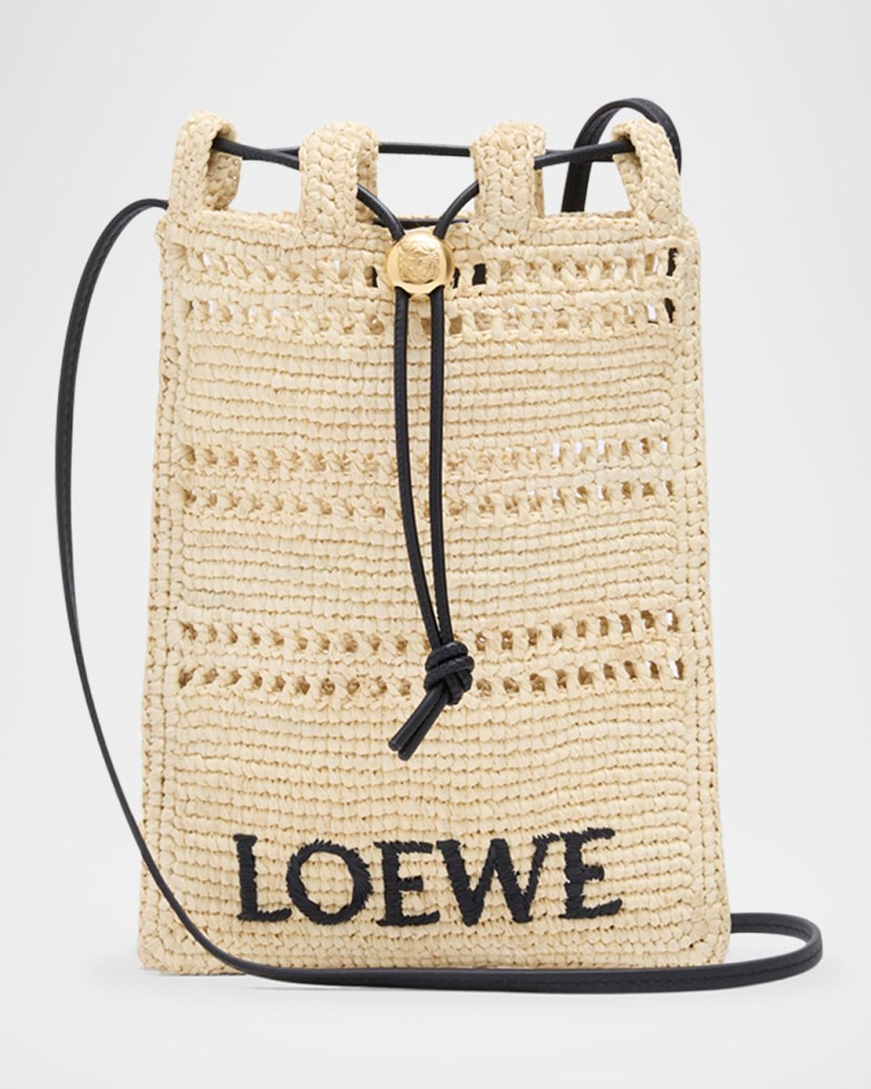x Paula's Ibiza Pocket Drawstring Raffia Crossbody Bag